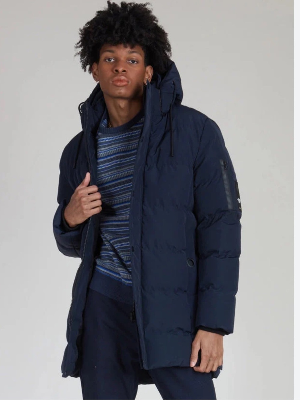 Point Zero Navy Blue Puffer Coat with Hood